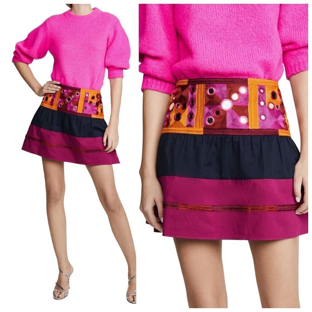 Figue Embroidered Cora‎ Mini Skirt Size 10, NWT